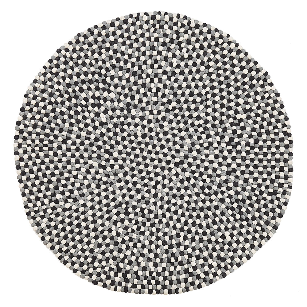 Tappeto tappetino Multicolore Feltro di Lana Palline Intrecciate a Mano Rotondo ø140 cm