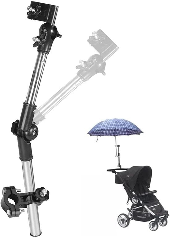 Sostegno per Ombrello 360° Adattabile - Alta Qualità Acciaio Inossidabile - Multifunzionale - Senza Mani - Adatto per Biciclette/Wheelchairs