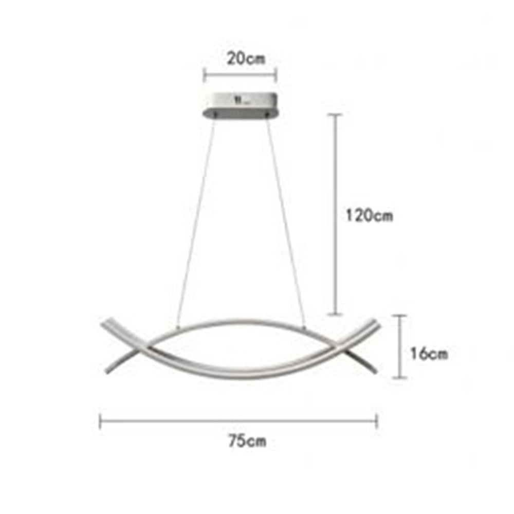 Trade Shop - Lampadario A Sospensione Led 2 Linee Curve Bianco 42w Cct Tre Tonalita' Di Luce Lp-27-b3c -