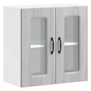 Pensile da Cucina | Mobile da Cucina con Porta in Vetro Kalmar Grigio Sonoma