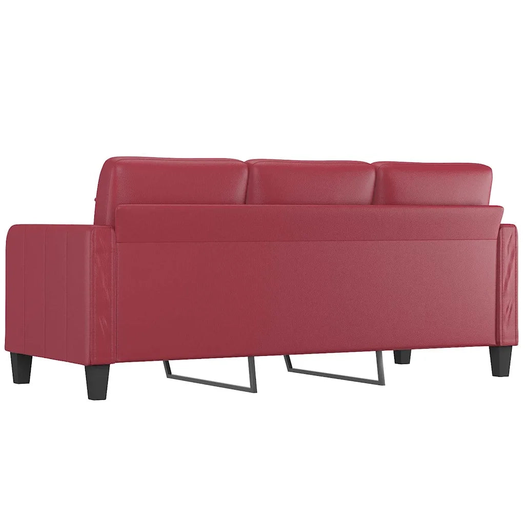 Divano a 3 Posti-Sofa 3 Posti Rosso Vino 180 cm in Similpelle 751702