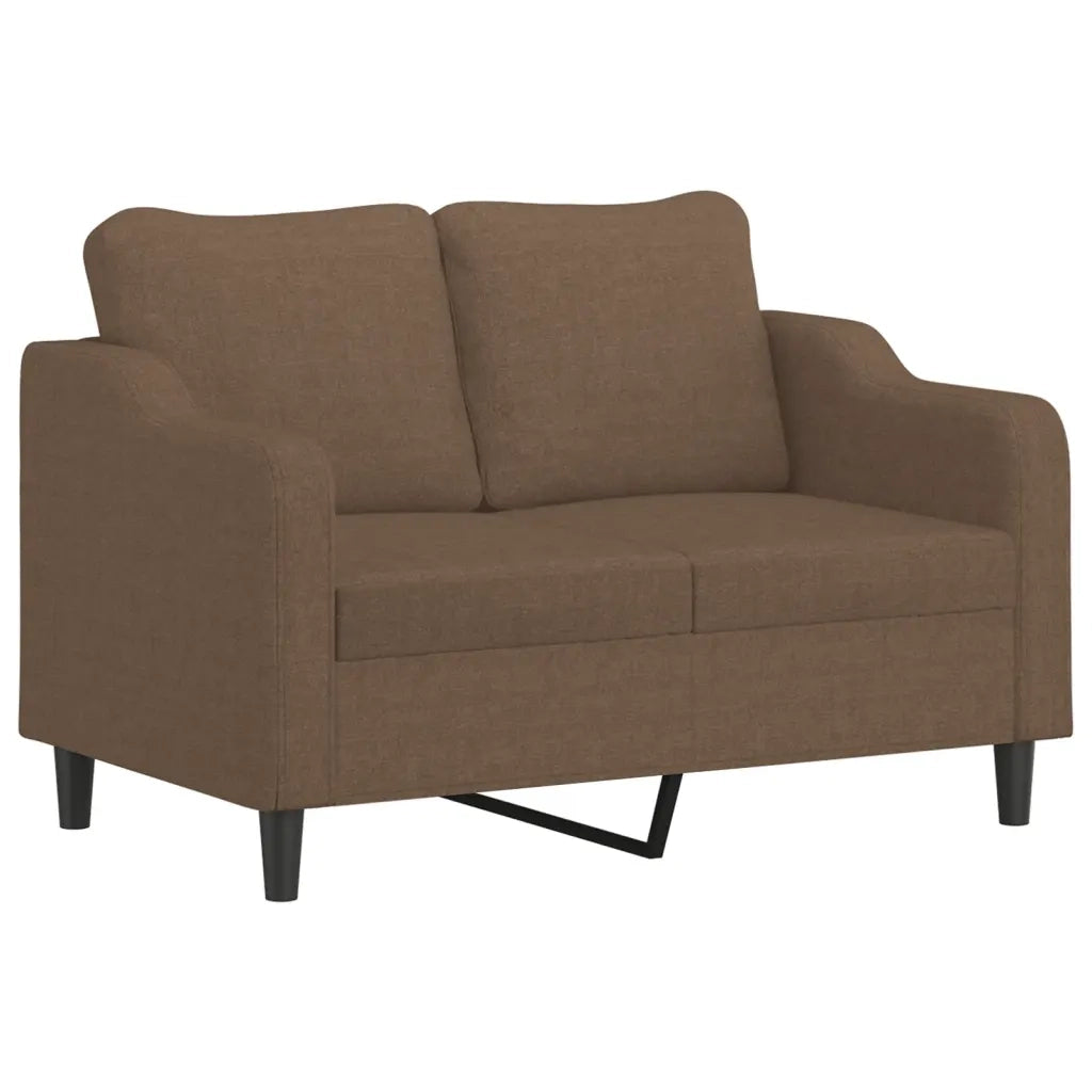 Set di Divani 3 pz con Cuscini Marrone in Tessuto
