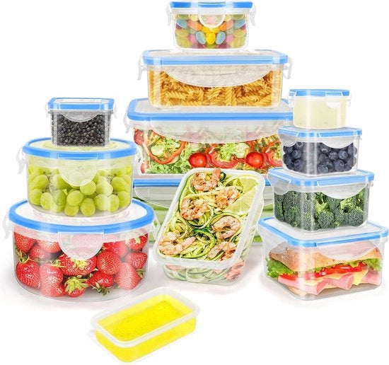 Set di contenitori di conservazione alimentare con coperchio, 26 pezzi (13 contenitori + 13 coperchi) Contenitori di conservazione alimentare, plastica riutilizzabile, BPA-free, adatto per forno a microonde, congelatore e lavastoviglie