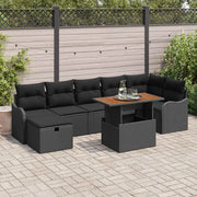 Set Divano da Giardino con archiviazione 8 pcs Nero Poly Rattan