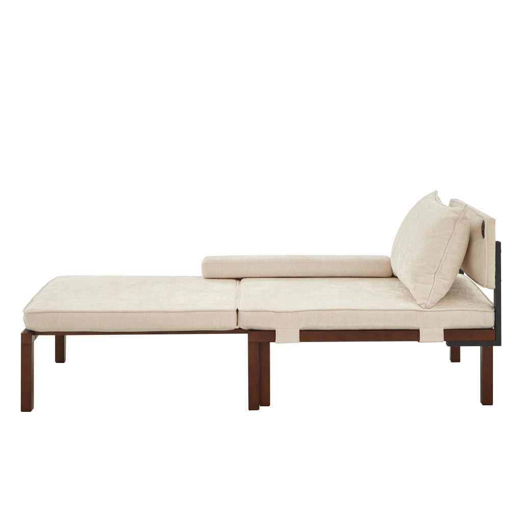 Divano Letto Singolo Pieghevole con Cuscino e Porte USB ¨C MINIMAL ¨C Beige