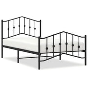 Letto singolo | Letto per adulti | Giroletto con Testiera e Pediera Metallo Nero 100x190 cm