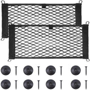 Doppio contenitore per auto con chiusura elastica - Nettas - 2 pezzi - 54 x 24 cm - Materiale in poliestere resistente e duraturo - Spazio di stoccaggio ridotto