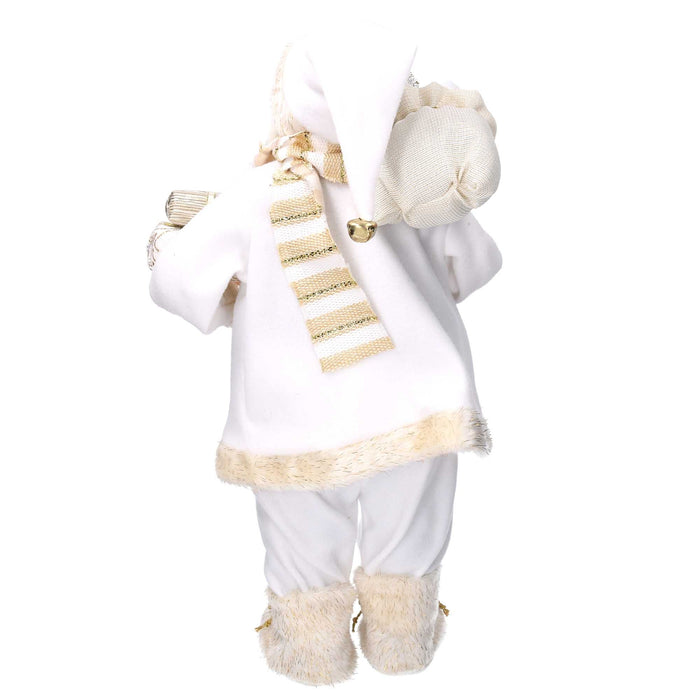 Babbo natale in tessuto bianco e oro cm xh80