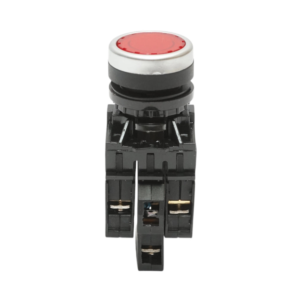 Pulsante di comando illuminato 220V AC LED rosso con ritorno 1NO+1NC, 10A/600V AC, 1A/250V DC LA42 Breckner Germany