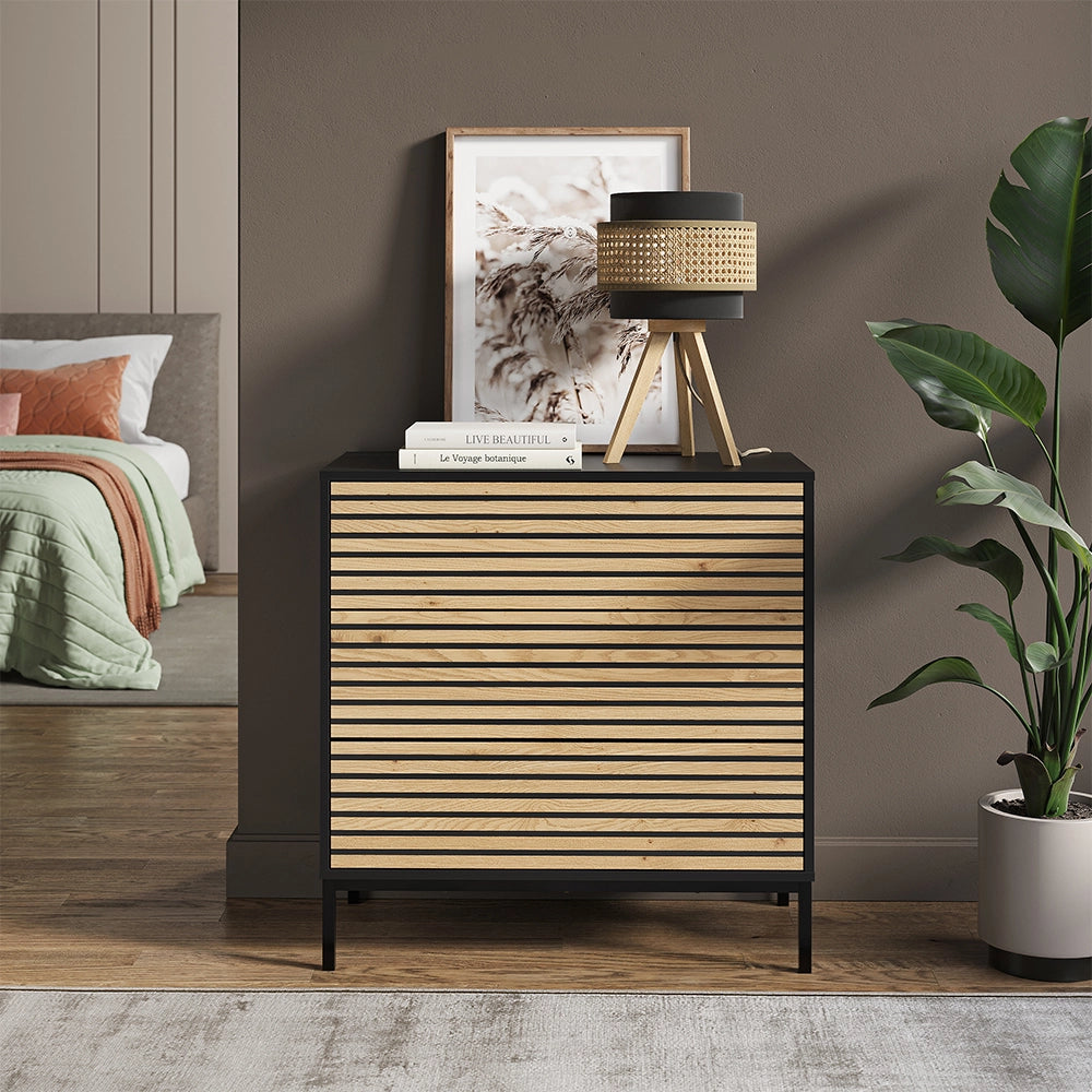 Vicco Cassettiera Nero/quercia 80 x 81.2 cm 2 cassetti