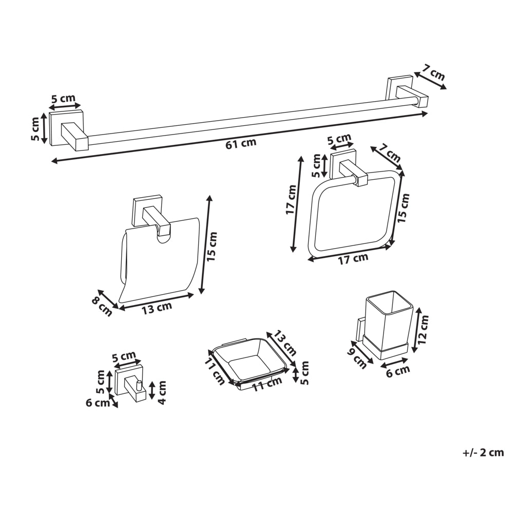 Set di 6 accessori per il bagno in alluminio oro opaco con bicchiere e portasapone inclusi Accessori per il bagno moderno classico