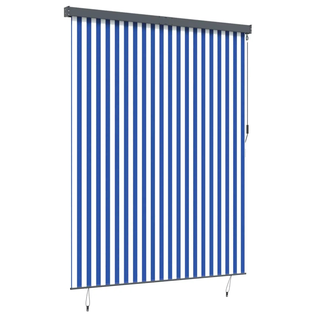 Tenda a rullo Blu e Bianco 200 x 250 cm Tessuto e Alluminio 362087