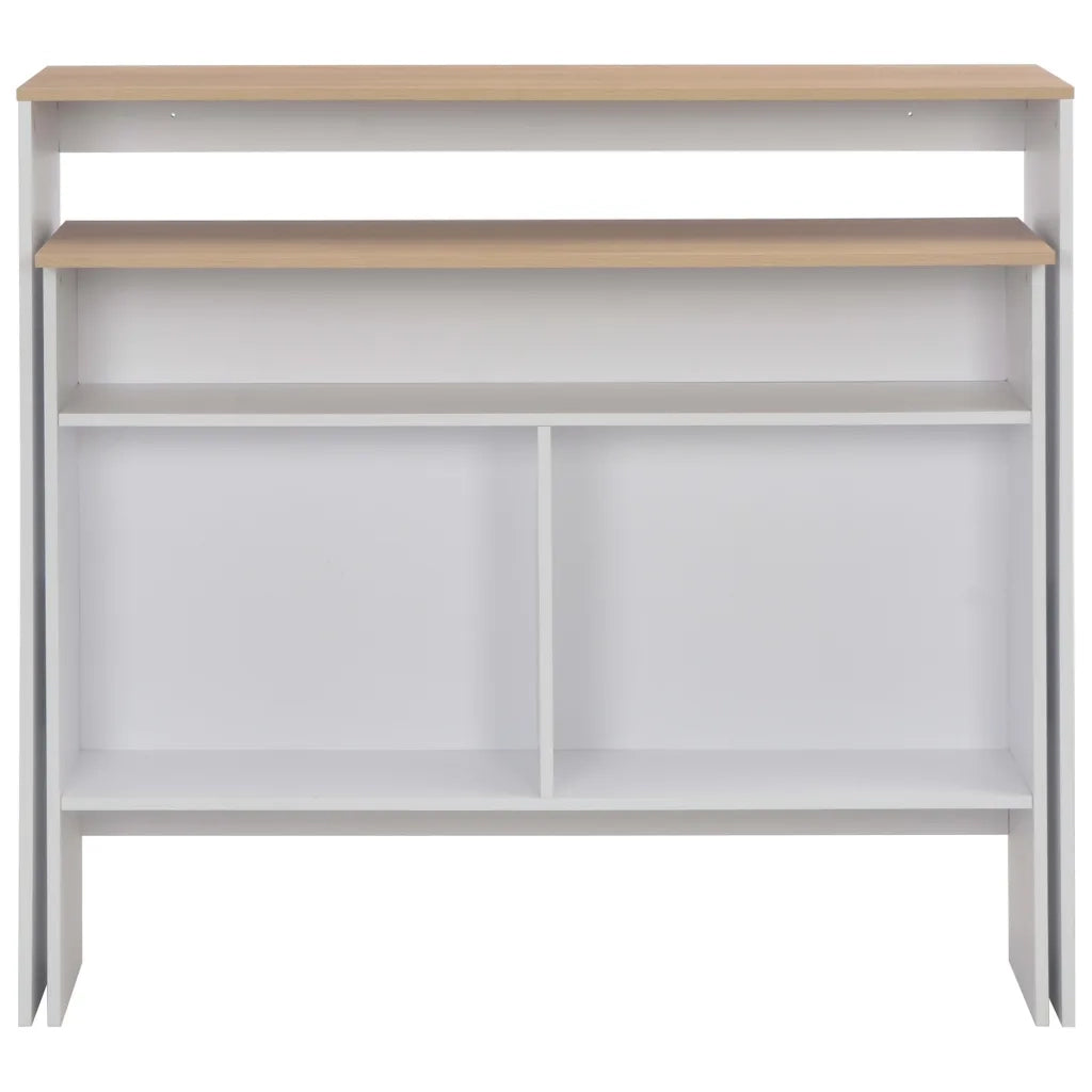 Tavolo Bar con 2 Piani d'Appoggio Bianco e Rovere 130x40x120cm 280220