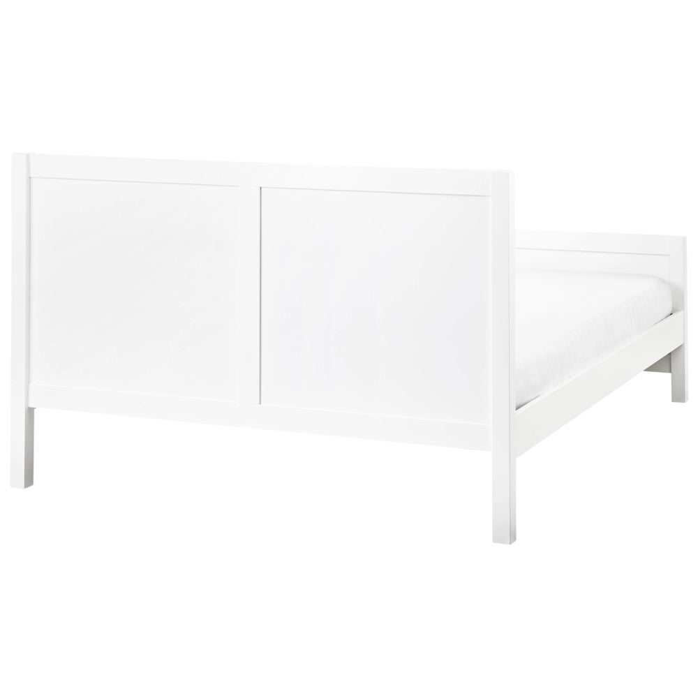 Letto Matrimoniale con Testiera Struttura a Doghe in Legno bianco 140 x 200 cm stile moderno