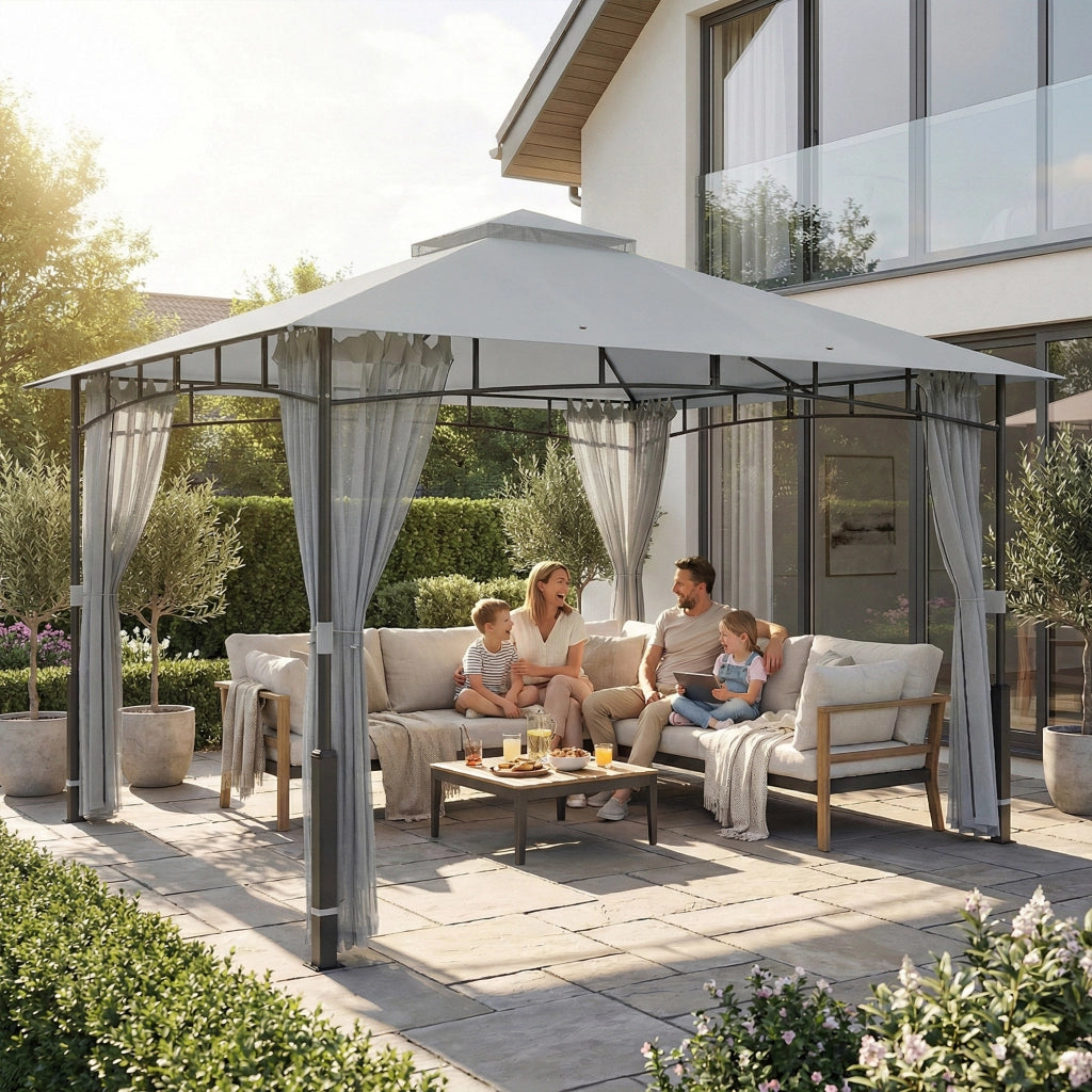 Carpa da giardino con pareti in rete UPF50+ ¨C zephmum ¨C grigio 360x300x275 cm
