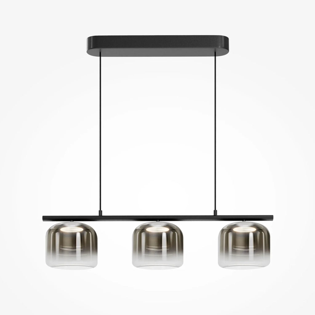 Lampadario Contemporaneo Spirito Metallo E Vetro Nero 3 Luci Led 14W