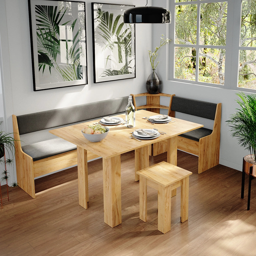 Vicco Gruppo panca ad angolo Quercia dorata 210 x 120 cm con tavolo