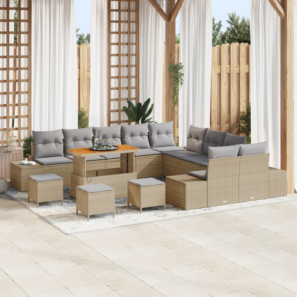 Set di Divani da Giardino vitaXL con Cuscini Beige