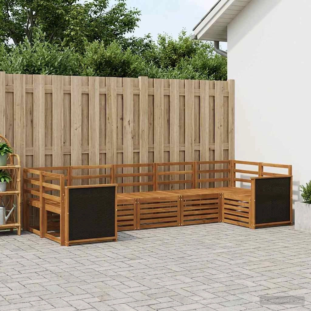 Set di divani da esterno 6 pz Naturale Legno di Acacia Massello 3384790