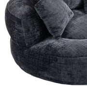 Poltrona Pouf Relax 1 Posto con Schienale Alto e Braccioli; Seduta Ampia Confortevole; in Ciniglia Nero