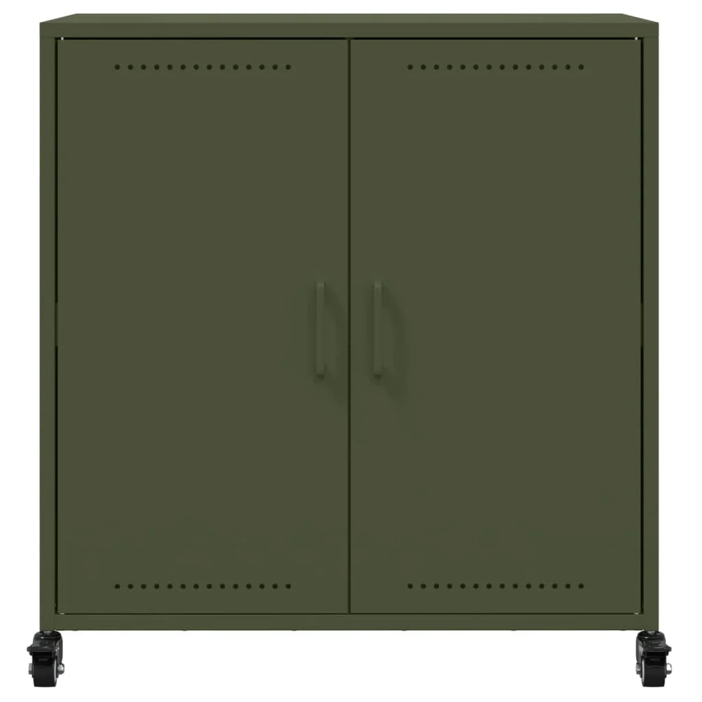 Buffet credenza cassettiera armadio mobile contenitore organizer per cucina soggiorno salotto verde oliva 68,5 x 39 x 72 cm acciaio verde 02_0036588