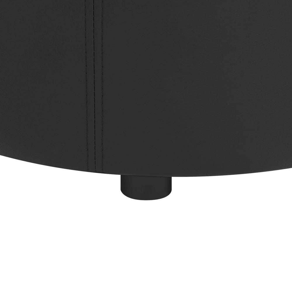 Pouf Ecopelle Nero 40 x 38 cm con Sgabello Contenitivo Glamour
