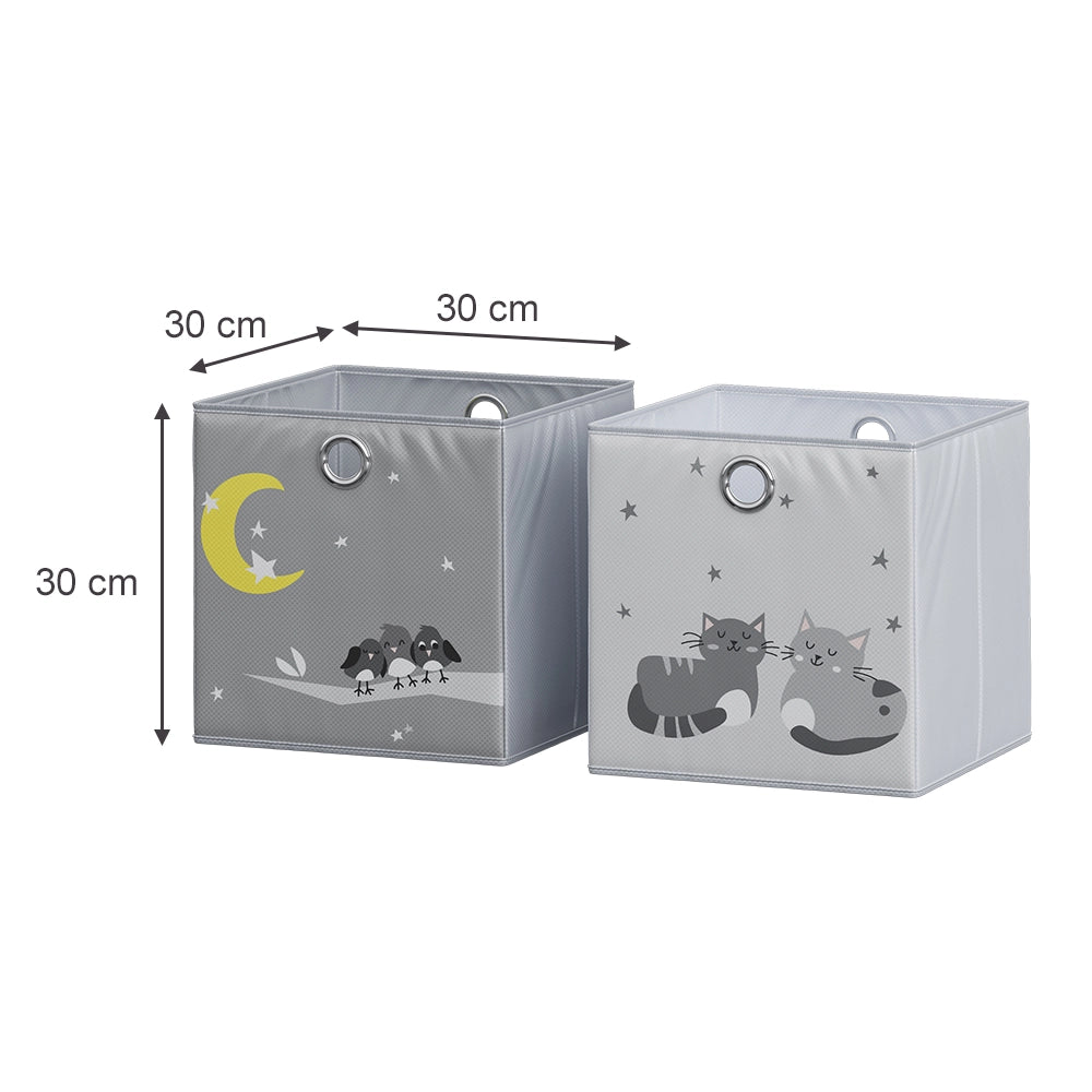 Vicco Scatola pieghevole Grigio (gatti e uccelli) 30 x 30 cm (motivo gatti e uccelli)