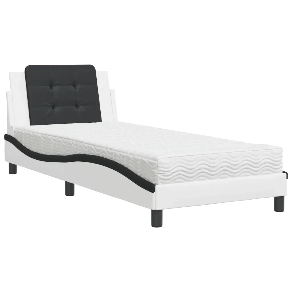 Giroletto senza Materasso Zadar Nero e Bianco 80x200 cm in Similpelle