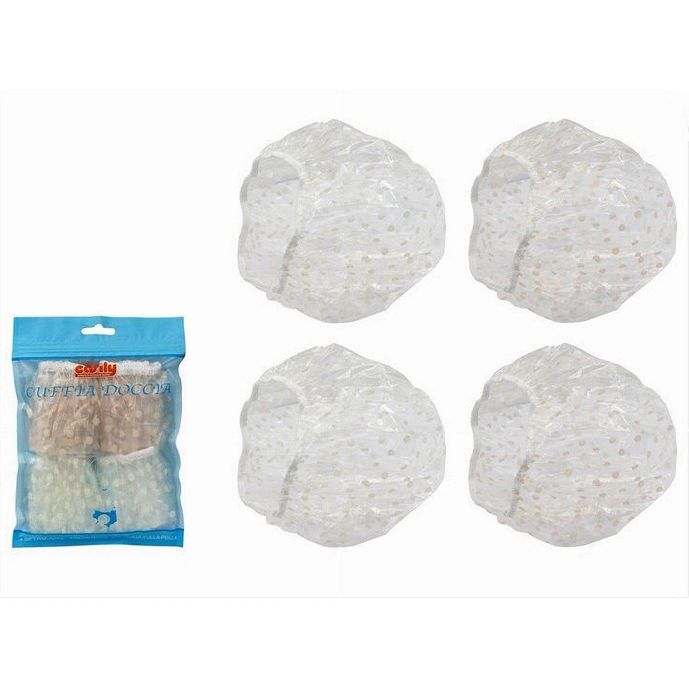 Trade Shop - Set 8 Pz Cuffia Per Doccia Bagno Elastico Fantasia A Pois Protegge Capelli 79525 -