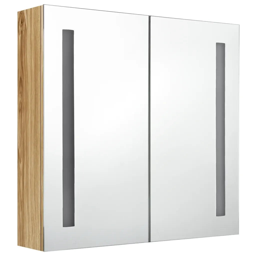 Armadietto Bagno con Specchio e LED Rovere 62x14x60 cm cod mxl 77172