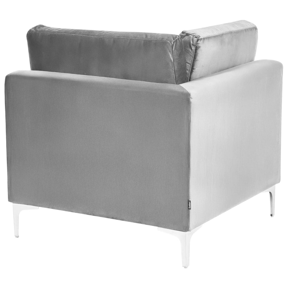 Divano ad angolo a 1 posto in velluto grigio Modulo con gambe in metallo argento Stile glamour