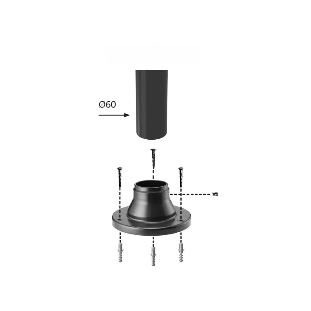 Acrilux 50023 base nera Ø60 mm per pali illuminazione esterni h fino a 150 cm