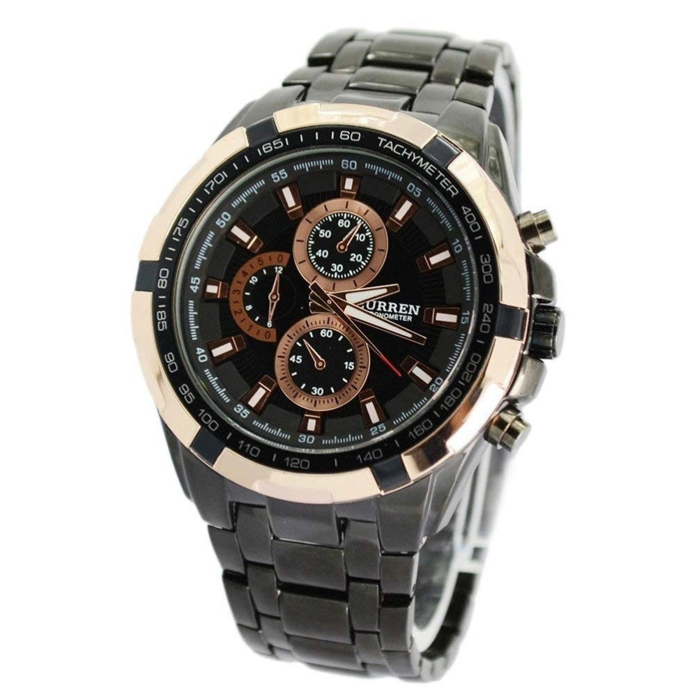 Trade Shop - Orologio Da Polso Analogico Watch Quarzo Black Silver Curren 8023 Impermeabile -