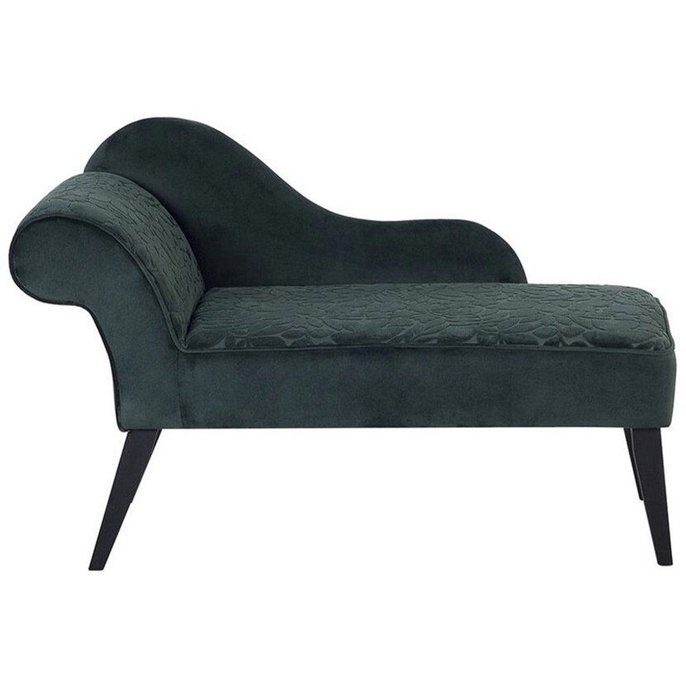 Chaise longue Verde Rivestimento in Velluto Gambe in Legno Scuro versione sinistra Retro