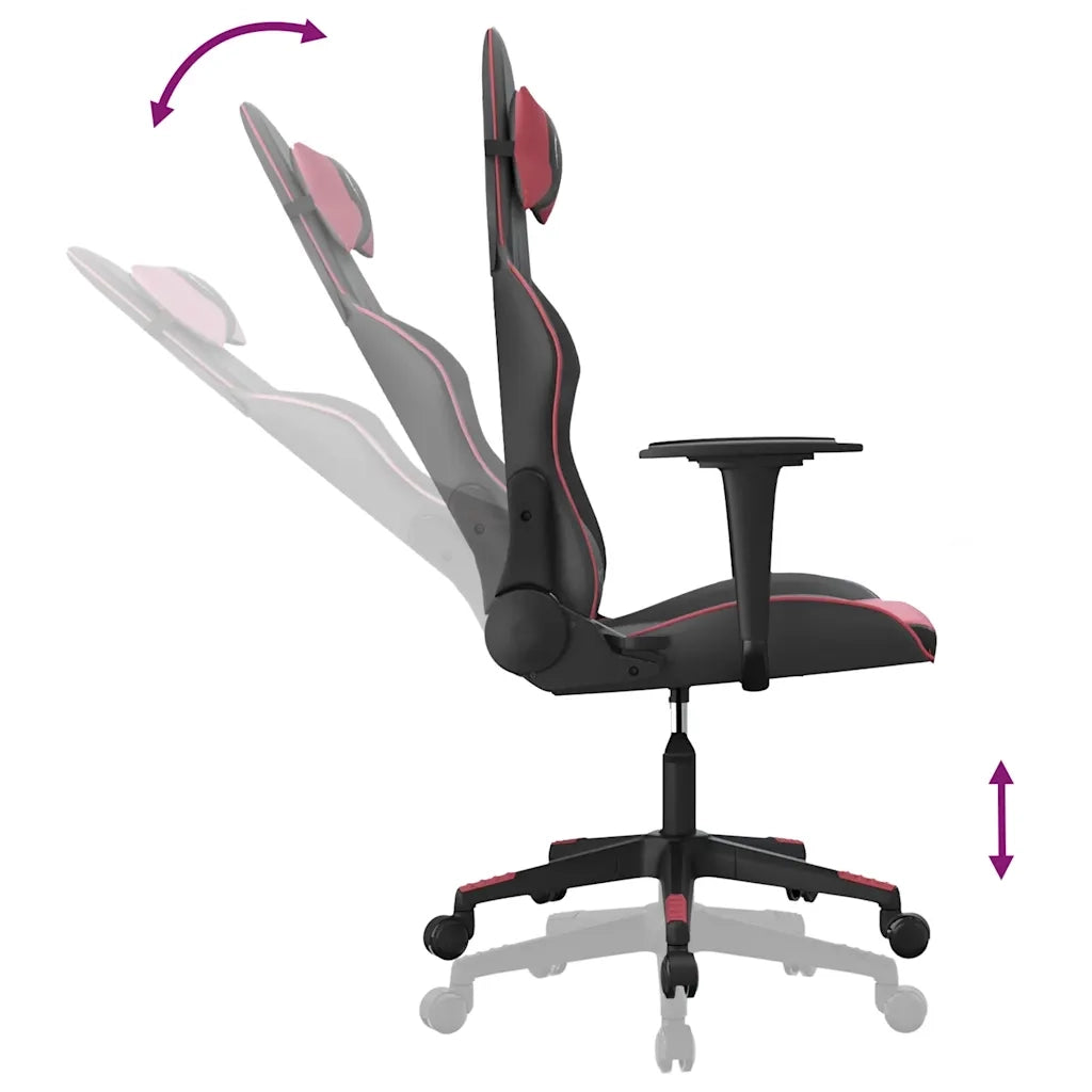Sedia Gaming | Sedia da e-sports Massaggio Nero e Rosso Vino in Similpelle