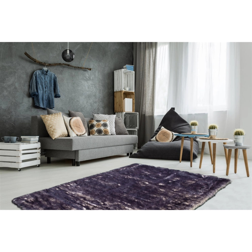 Tappeto Crown 100 in ecopelliccia bianca e lilla 160x230 cm