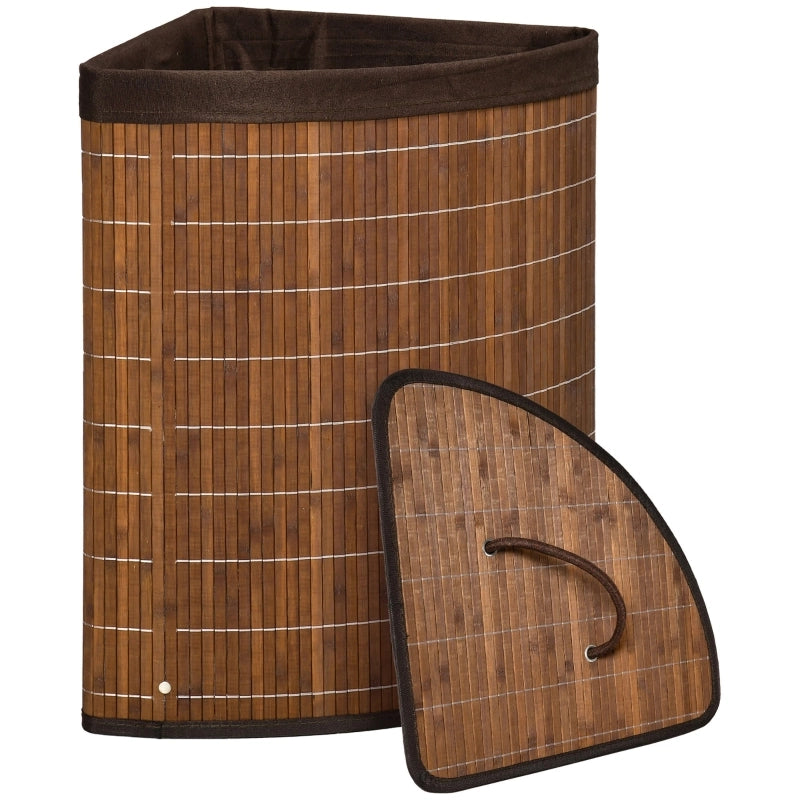 Cesto portabiancheria in bambù 55 L con coperchio rimovibile, 38 x 38 x 57 cm, marrone