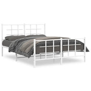 Letto matrimoniale | Letto per adulti | Giroletto con Testiera e Pediera Metallo Bianco 140x200 cm