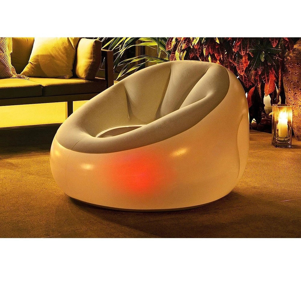 Trade Shop - Pouf Gonfiabile Rotondo Con Luce Led Integrata 102 X 97 X 71 Cm Multicolor 75086 -