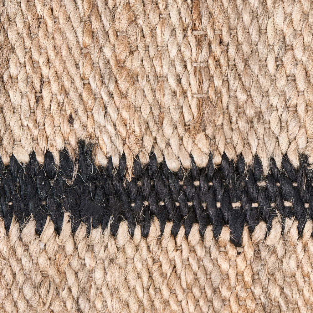 Tappeto Runner Beige e nero Iuta 80 x 300 cm con Motivo Rettangolare Tessuto Stile Rustico Soggiorno Camera Da Letto