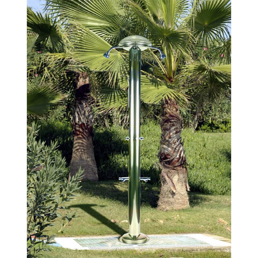 Doccia da Giardino Quadrupla 4 Temporizzatori e 2 Lavapiedi ATI Docce MUL-4P Inox Anodizzato