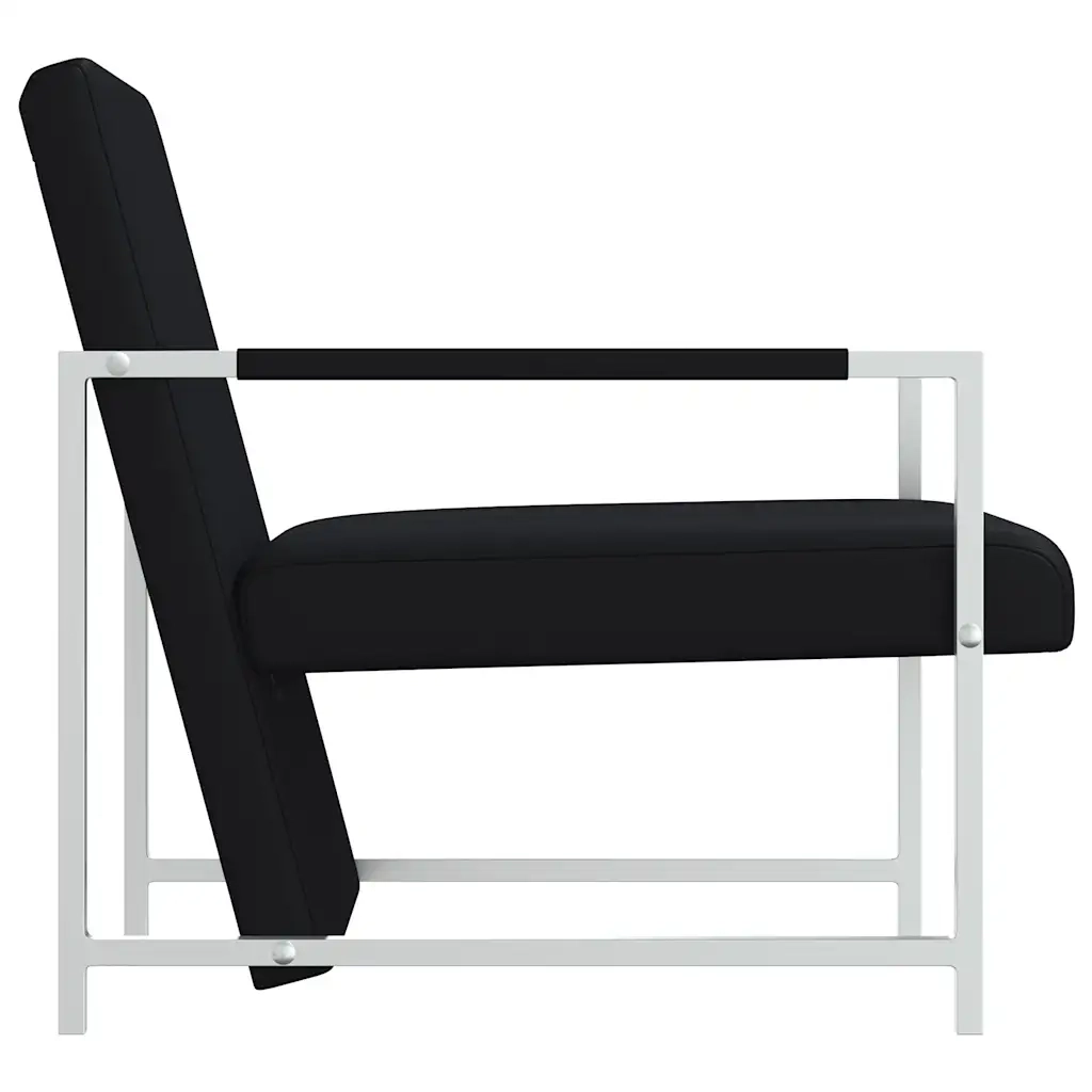 Poltrona con Gambe Cromate Nera in Similpelle 241006