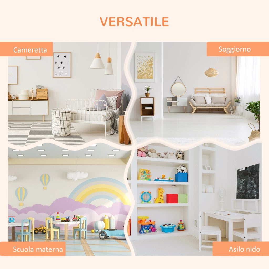 Armadio Cameretta con Contenitori e Appendiabiti ¨C Zephmum ¨C Arancione 128x34x155cm