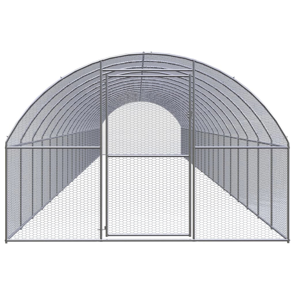 Pollaio/recinto/gabbia per polli da esterno 3 x 20 x 2 m acciaio zincato argento 02_0044006