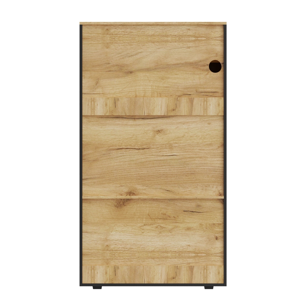 Mobile contenitore con LED a 16 colori e 3 ripiani fissi e 2 regolabili, gestione cavi, vetro, nero e legno 80 × 40 × 146 cm