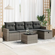 Set Divano da Giardino 6 pz con Cuscini Grigio in Polyrattan 3325376