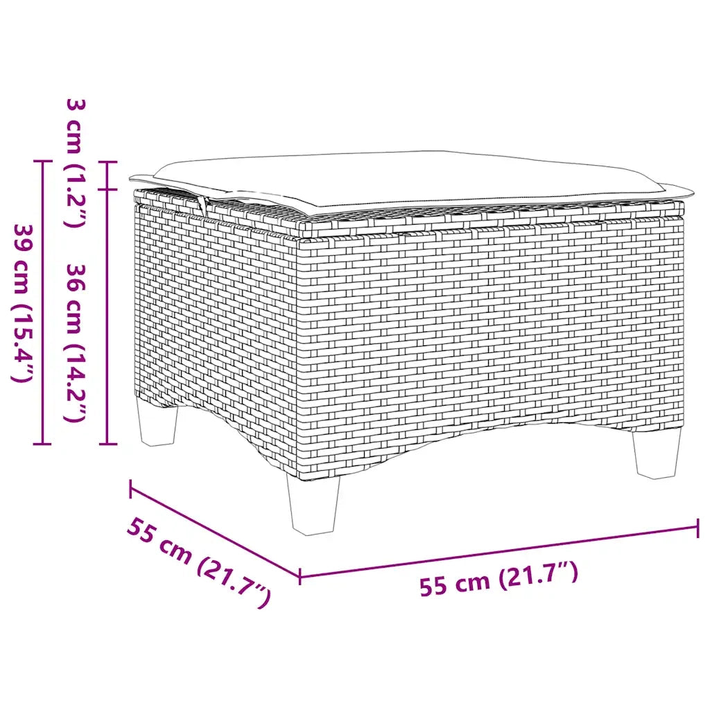Sgabelli Giardino con Cuscini 4 pz Beige 55x55x36 cm Polyrattan CFW7319624