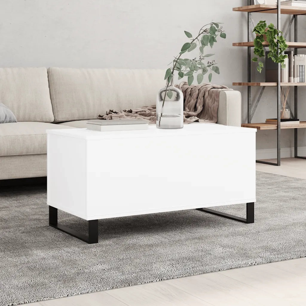 Tavolino da salotto | Tavolino da caff¨¨ | Tavolino da Soggiorno Bianco 90x44,5x45 cm in Legno Multistrato