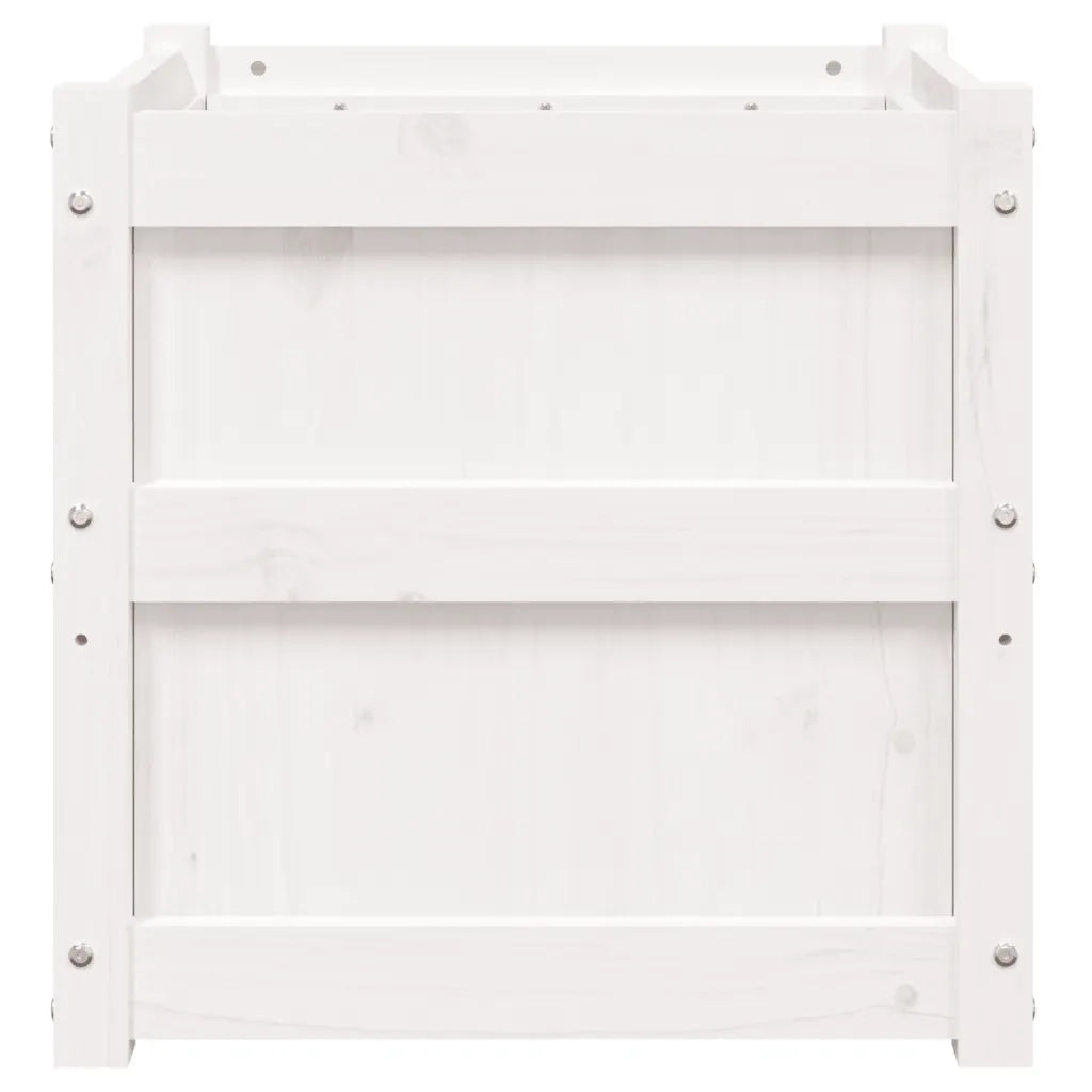 Fioriera da Giardino Bianca 50x50x50 cm Legno Massello di Pino 837416