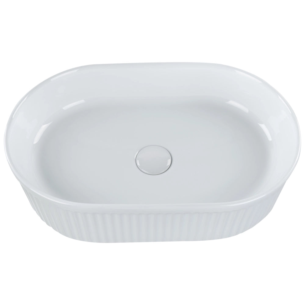 Lavandino da appoggio Ceramica bianca 490 x 310 mm Lucido Lavandino ovale per bagno Stile moderno